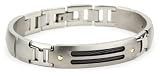 Edward Mirell Men's Grey Titanium Bracelet with Black Memory Cable and 18k Yellow Screws, 8.5