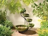 GS1130 Solar-Powered Cascade Fountain in Glazed Green