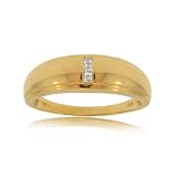 10 Karat Yellow Gold Mens Three Stone Ring W Diamonds