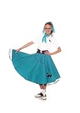 Hip Hop 50s Shop 7 Piece Child Poodle Skirt Outfit, Size 6 Teal