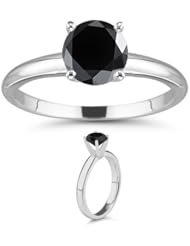 1/2 (0.46-0.55) Cts Round Black Diamond Solitaire Solitaire Ring in 14K White Gold