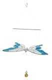 Bird Brain 5131 Glass Flapper - White & Light Blue Butterfly