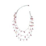 Glass Beads Pink Multi-Strand Necklace 
