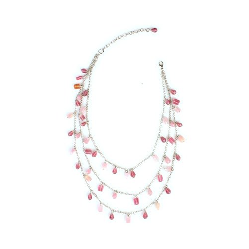 Glass Beads Pink Multi-Strand Necklace 