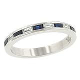 Baguette Blue Sapphire (.48) and Diamond (.26) Band