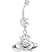 Crystalline Gem No. 4 IRISH CLADDAGH Belly Ring