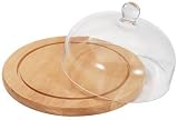 Produkt-Bild: XXL BERGNER Glas K&auml;seglocke - 31 cm &Oslash; - Glasglocke mit Holzbrett - Frischhalteglocke