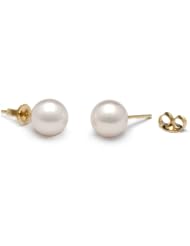 Pair of 7.5-8.0 mm, AAA Quality, White Akoya Pearl Stud Earrings