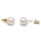 Pair of 7.5-8.0 mm, AAA Quality, White Akoya Pearl Stud Earrings