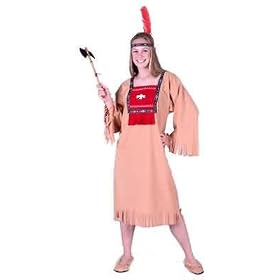 RED Ceremonial (not Tan as shown) Teen Running Brook Indian Girl Costume (Weapon not included)