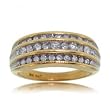 Genuine 1/2CT Diamond Ring -Three Rows Set in Solid 10K Gold