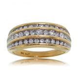 10KT Yellow Gold Ring w 1/2 Carat Diamond 3 Row Design