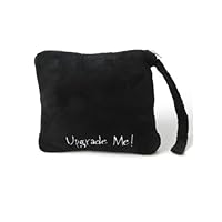 Miamica Embroidered 'Upgrade Me' Black First Class All-in-One Foldable Travel Blanket / Pillow Combo