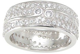 Designer Inspired Jewelry Sterling Silver Pave Cubic Zirconia Wedding Band Ring
