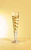 Champagne Glass, Champus, Lines, Designer Gold and Silver Champagne Flute w/ Napkin in Gift Box