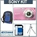 Sony Cyber-shot DSC-W350 Digital Camera Kit, - Pink - with 4GB SD Memory Card, Camera Case, Table Top Tripod