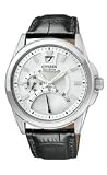 Citizen Eco-Drive Leather Strap Silver-Tone Dial Men's Watch #BR0120-07A