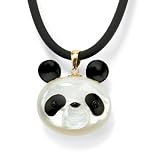 14k Gold Mother-of-Pearl and Reconstituted Onyx Panda Bear Pendant