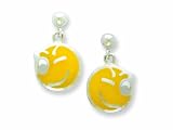 Sterling Silver Smiley Face Winking Resin Earrings