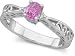 Oval Shape Pink Sapphire Ring<br> with Diamond Accents Set in 14k White Gold