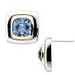 14K Two-Tone Gold London Blue Topaz Earrings