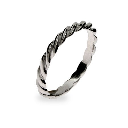 Eve's Addiction Thin Twisted Stackable Sterling Silver Ring
