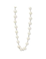 Sterling Silver 16inch Polished White Cultured Pearl Necklace