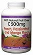C 500mg Natural Fruit Chews-Passionfruit, Peach & Mango - 180 - Chewable