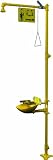 Bradley S19-310FW Galvanized Steel 3 Spray Head Combination Drench Showers and Eyewash Unit with Plastic Bowl, 20 GPM, 10" Width x 90-1/2" Height x 25-3/8" Depth, Yellow