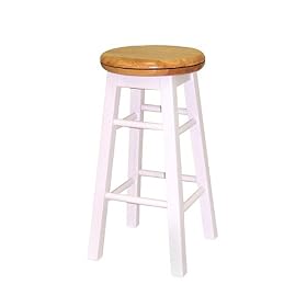 Set of 2 Kitchen Stools- White/Natural(24") 