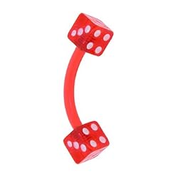 BIOPLAST Red DICE Eyebrow Ring