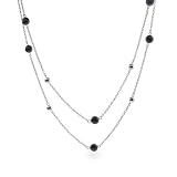 Eve's Addiction Layered Black Onyx and Silver Beaded Necklace