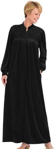 Long Zip-Front Robe, Color Black, Size 2X