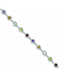 Genuine .925 Sterling Silver 7.5" Semi-Precious & Diamond Bracelet . 100% Satisfaction Guaranteed.