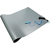 Anti Static High Temperature Rubber Mat Kit with a Wrist Strap and a Grounding Cord 18" Wide x 24" Long x 0.08" Thick, Gray
