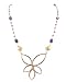 Amethyst Gemstone Beaded Necklace with a Gold Vermeil Geometric Flower Pendant, 15 1/2" Length, #7548