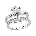 14k White Gold Created Moissanite Eng. Ring 1 3/4ct Sz 6