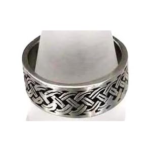 31T2 r4Dt%2BL. SL500 AA300  Nice Celtic Knot Pattern Irish Silver Tone Pewter Ring Band, Size 14