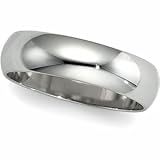 14K White Gold Half Round Band - 10mm