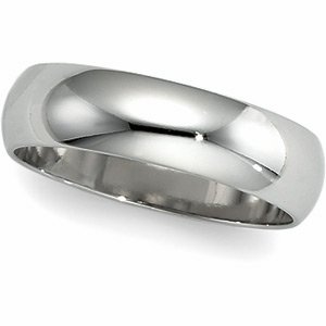 14K White Gold Half Round Band - 10mm