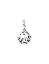 Sterling Silver Celtic Claddagh Irish Pendant Beautiful Charm Pure 925 New 20mm with 1mm Ball Bead Chain