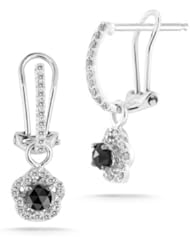 4/5 (0.77-0.85) Cts Black & White Diamond Earrings in 14K White Gold