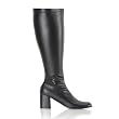 Womens Knee High Boots GOGO 3 Inch WIDE CALF Sexy Block Heel Knee Boot Black
