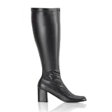 Womens Knee High Boots GOGO 3 Inch WIDE CALF Sexy Block Heel Knee Boot Black