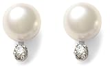 Freshwater Cultured Pearl 7.0-7.5mm Earrings w/ Diamond (.10ctw)