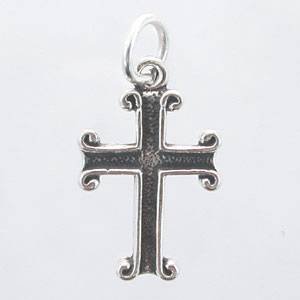 Dainty Cross Charm or Pendant in Sterling Silver, #11425