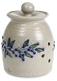 Salmon Falls Stoneware Berry Vine Blue/Green Garlic Keeper