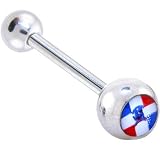 DOMINICAN REPUBLIC FLAG Logo Barbell Tongue Ring