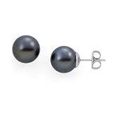 Tahitian Black Pearl Earrings in 14K White Gold