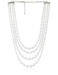 Tarina Tarantino "Empress White" Gillinder 4 Row with Glass Beads and Swarovski Crystals Necklace